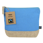 Toilettas van katoen met Fairtrade-certificering en jute bodem kleur lichtblauw  negende weergave