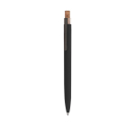 Gerecycled aluminium balpen met kurken drukknop en blauwe inkt kleur zwart  negende weergave