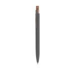 Gerecycled aluminium balpen met kurken drukknop en blauwe inkt kleur grijs  negende weergave