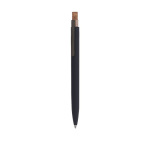 Gerecycled aluminium balpen met kurken drukknop en blauwe inkt kleur marineblauw  negende weergave