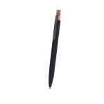 Gerecycled aluminium balpen met kurken drukknop en blauwe inkt tweede weergave