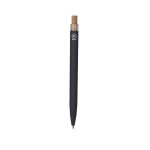 Gerecycled aluminium balpen met kurken drukknop en blauwe inkt derde weergave