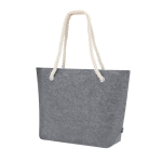 Gerecycled vilten tas met katoenen trekkoord hengsels en vouwbodem tweede weergave