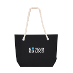 Gerecycled vilten tas met katoenen trekkoord hengsels en vouwbodem met jouw bedrukking