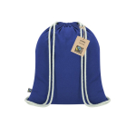 Katoenen trekkoordrugzak met Fairtrade-certificering, 140 g/m² kleur blauw  negende weergave