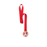 Typische metalen medaille met gouden afwerking en rood lint derde weergave