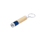 Bamboe sleutelhanger met zaklamp en gekleurd detail aan de punt kleur blauw  negende weergave