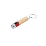 Bamboe sleutelhanger met zaklamp en gekleurd detail aan de punt kleur rood  negende weergave