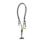 Lanyard met oplaadfunctie, datatransfer en mobiele telefoonhouder kleur zwart  negende weergave