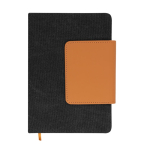 Notitieboekje met flap van gerecycled PU en kaarthouder, A5 kleur zwart  negende weergave