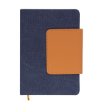 Notitieboekje met flap van gerecycled PU en kaarthouder, A5 kleur marineblauw  negende weergave