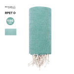 Dunne pareo van gerecycled katoen en RPET met witte franjes, 180 g/m²