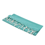 Dunne pareo van gerecycled katoen en RPET met witte franjes, 180 g/m² derde weergave