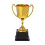 Typische gouden trofee met twee handvatten en zwarte basis kleur goud  negende weergave