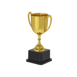 Typische gouden trofee met twee handvatten en zwarte basis