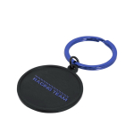 Ronde zwarte sleutelhanger met metalen ring in kleur kleur blauw  negende weergave