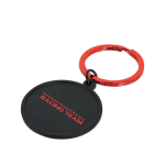 Ronde zwarte sleutelhanger met metalen ring in kleur kleur rood  negende weergave