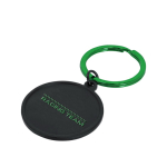 Ronde zwarte sleutelhanger met metalen ring in kleur kleur groen  negende weergave
