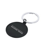 Ronde zwarte sleutelhanger met metalen ring in kleur kleur zilver  negende weergave