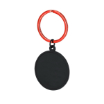Ronde zwarte sleutelhanger met metalen ring in kleur tweede weergave