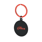 Ronde zwarte sleutelhanger met metalen ring in kleur derde weergave