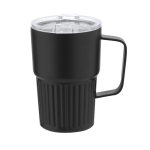 Gerecyclede roestvrijstalen thermosbeker met reliëfdesign, 400 ml kleur zwart  negende weergave
