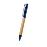 Bamboe balpen met LED-lampje aan de bovenkant, blauwe inkt kleur blauw  negende weergave