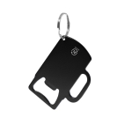 GRS-gerecycled aluminium flesopener-sleutelhanger kleur zwart  negende weergave
