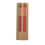 Set van balpen met blauwe inkt en eindeloos potlood van tarwestro kleur rood  negende weergave