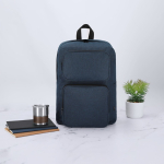Zachte RPET-polyester rugzak voor tablet en laptop tot 15 inch kleur marineblauw sfeerweergave