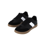 Zachte leren sneakers met bijpassende veters en rubberen zool kleur zwart tweede weergave