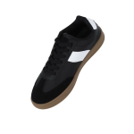Zachte leren sneakers met bijpassende veters en rubberen zool kleur zwart vierde weergave