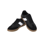 Zachte leren sneakers met bijpassende veters en rubberen zool kleur zwart  negende weergave