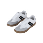 Zachte leren sneakers met bijpassende veters en rubberen zool kleur wit derde weergave
