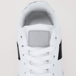 Zachte leren sneakers met bijpassende veters en rubberen zool kleur wit vijfde weergave