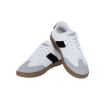 Zachte leren sneakers met bijpassende veters en rubberen zool kleur wit  negende weergave