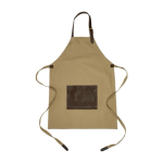 Verstelbare canvas schort met leren voorvak kleur beige eerste weergave