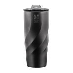 Lekkagevrije thermosbeker van gerecycled rvs, BrandCharger, 500 ml kleur grafiet met jouw bedrukking