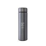 RVS thermosfles van gerecycled materiaal met theefilter 425ml kleur grafiet met jouw bedrukking