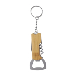 Bamboe sleutelhanger met flesopener, mes en kurkentrekker kleur bruin eerste weergave