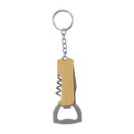 Bamboe sleutelhanger met flesopener, mes en kurkentrekker kleur bruin tweede weergave