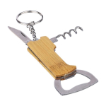 Bamboe sleutelhanger met flesopener, mes en kurkentrekker vijfde weergave