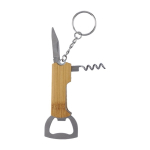 Bamboe sleutelhanger met flesopener, mes en kurkentrekker negende weergave