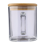 Mok met logo van gerecycled glas met bamboe deksel 300 ml kleur doorzichtig tweede weergave