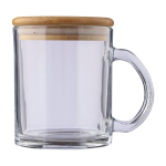 Mok met logo van gerecycled glas met bamboe deksel 300 ml derde weergave