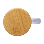 Mok met logo van gerecycled glas met bamboe deksel 300 ml vijfde weergave