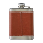 Roestvrijstalen heupfles met bruine leren hoes, 100 ml kleur bruin tweede weergave