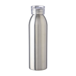 Gerecyclede rvs fles met dop en bijpassende draagriem, 650 ml kleur zilver eerste weergave