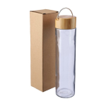 Glazen fles met bamboe dop en metalen handgreep, 500 ml vijfde weergave