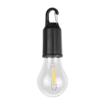 Oplaadbare lamp in de vorm van een gloeilamp met clip voor transport kleur zwart eerste weergave